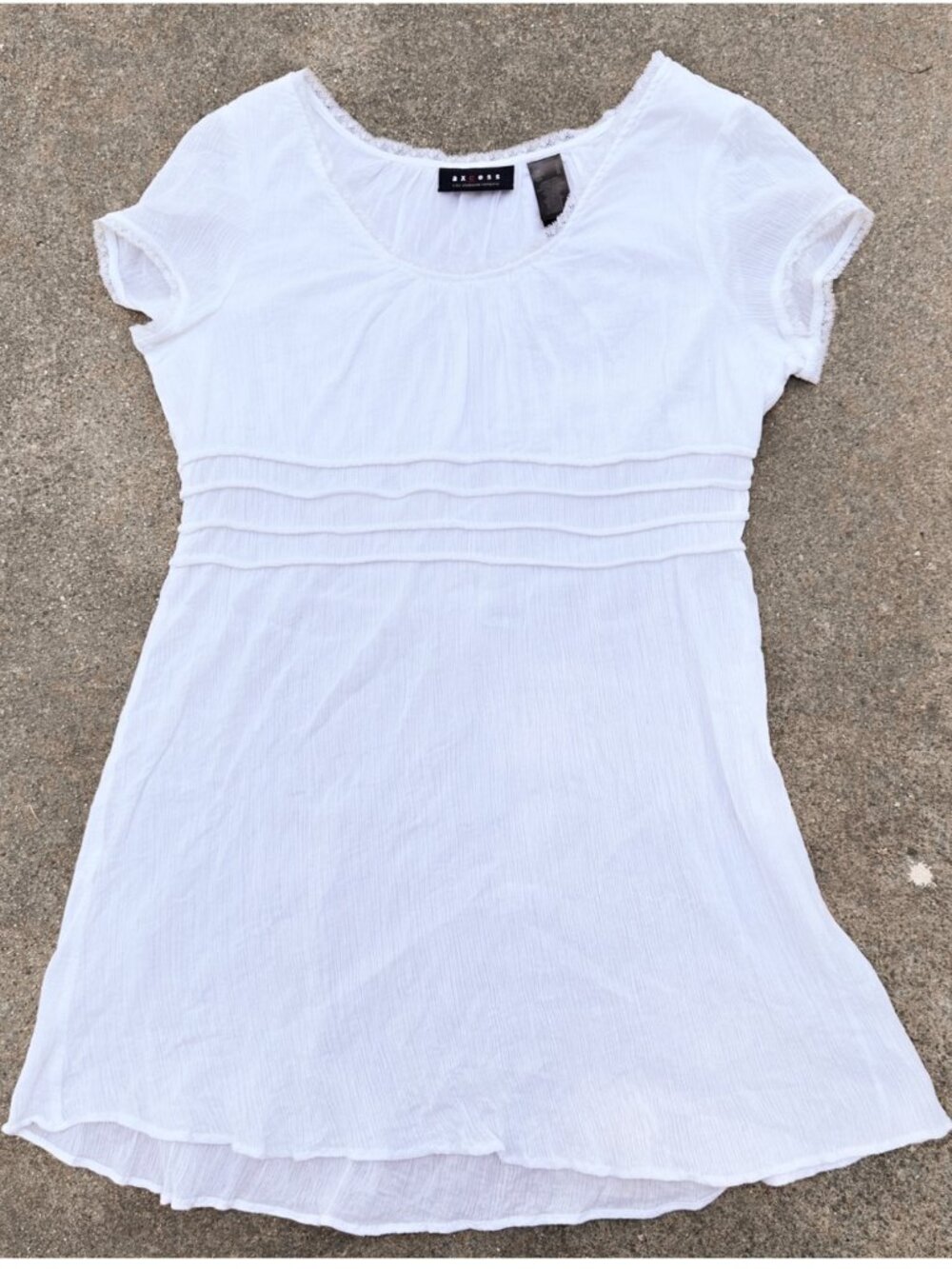 Vintage Y2K Sundress White Lightweight Summer L Fairy 100% Cotton Boho Sheer